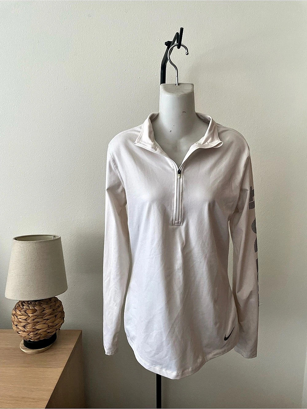 Nike Pro Dri-FIT Quarter-Zip Pullover Just Do It White Small